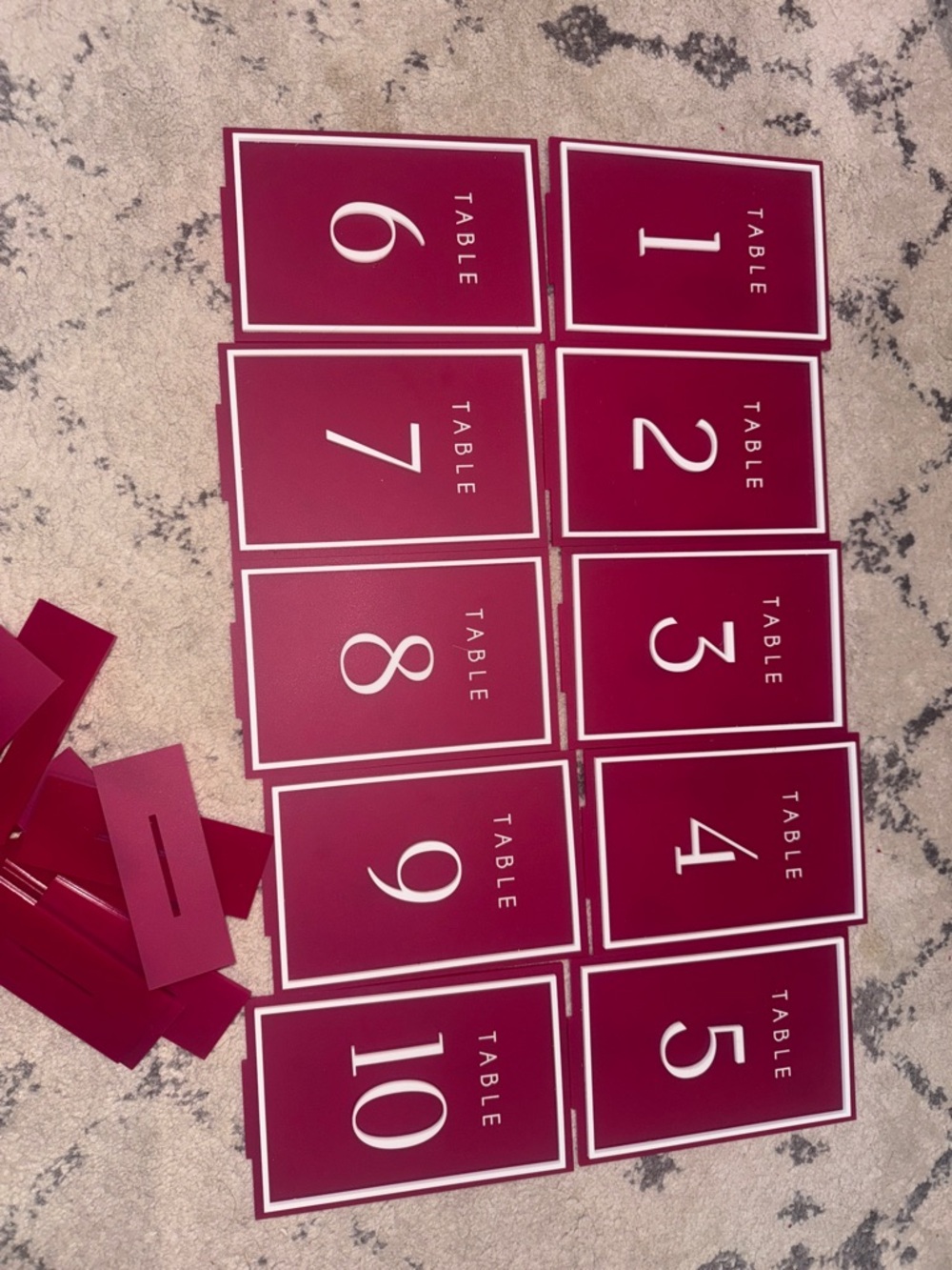 acrylic Table Number Cards Set (1-10)